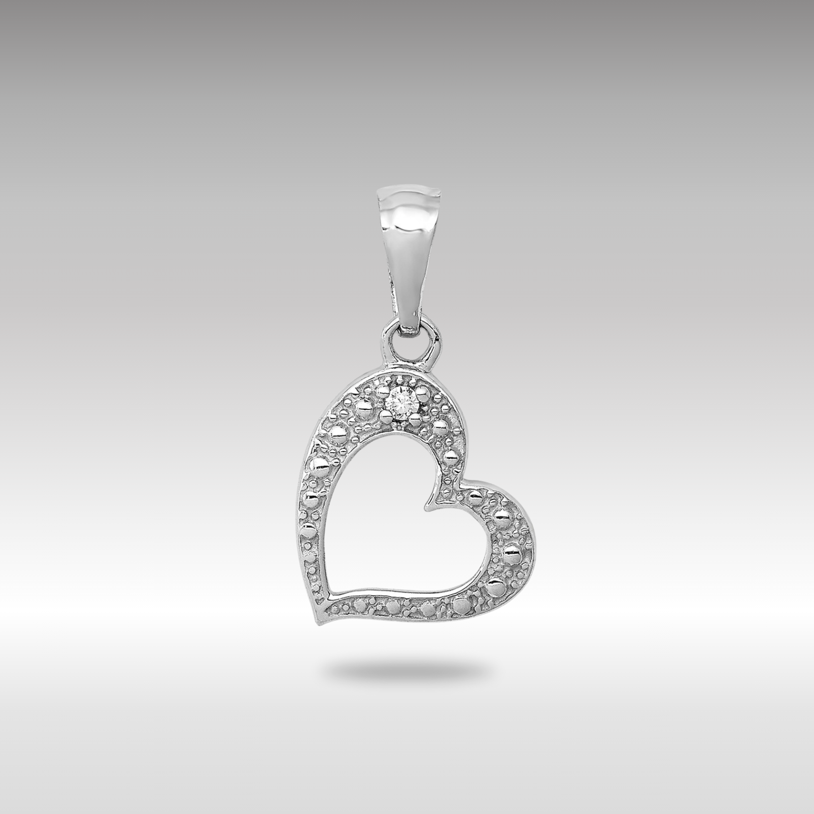 White Gold .01ct. Diamond Heart Pendant - Model PM4859-001-WA - Charlie & Co. Jewelry