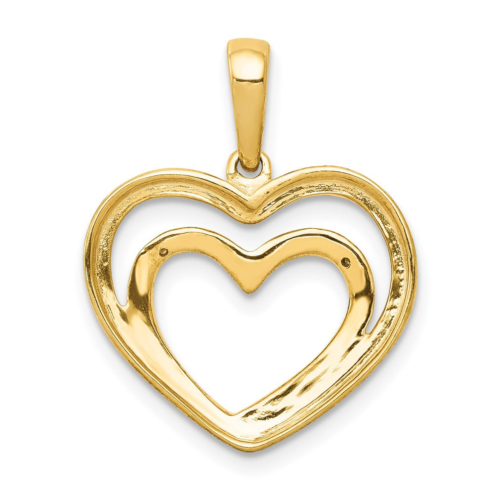 Gold 0.01ct. Diamond and Rhodium Double Heart Pendant - Model PM4922-001-YA - Charlie & Co. Jewelry