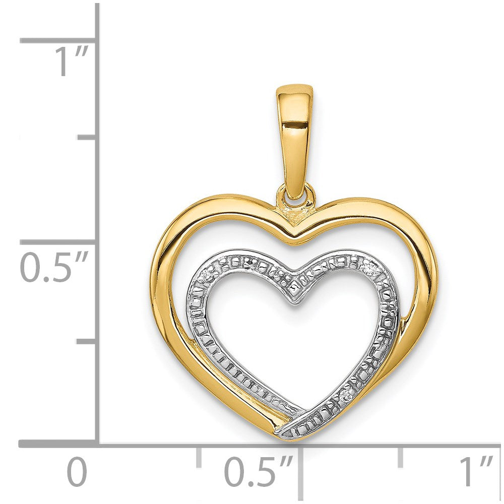 Gold 0.01ct. Diamond and Rhodium Double Heart Pendant - Model PM4922-001-YA - Charlie & Co. Jewelry