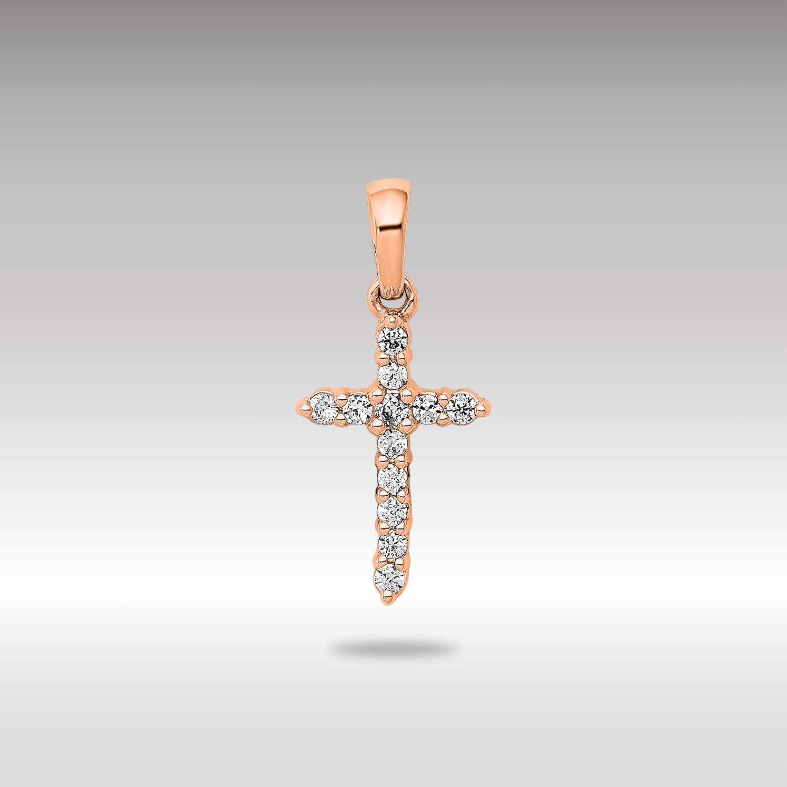 Rose Gold Polished Diamond Cross Pendant - Model PM4958-010-RA - Charlie & Co. Jewelry