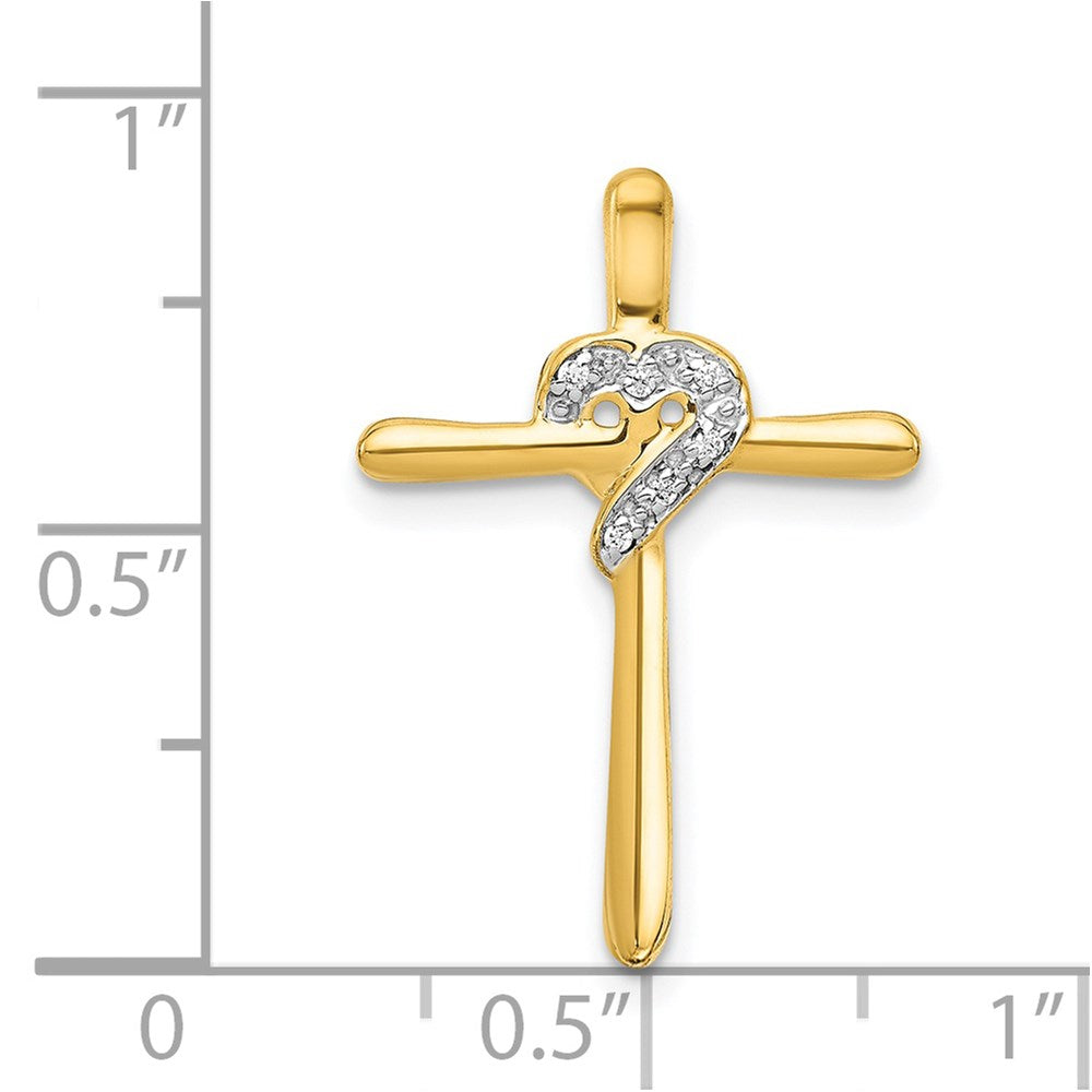 Gold 0.02ct. Diamond Heart Cross Chain Slide Pendant - Model PM4994-002-YA - Charlie & Co. Jewelry