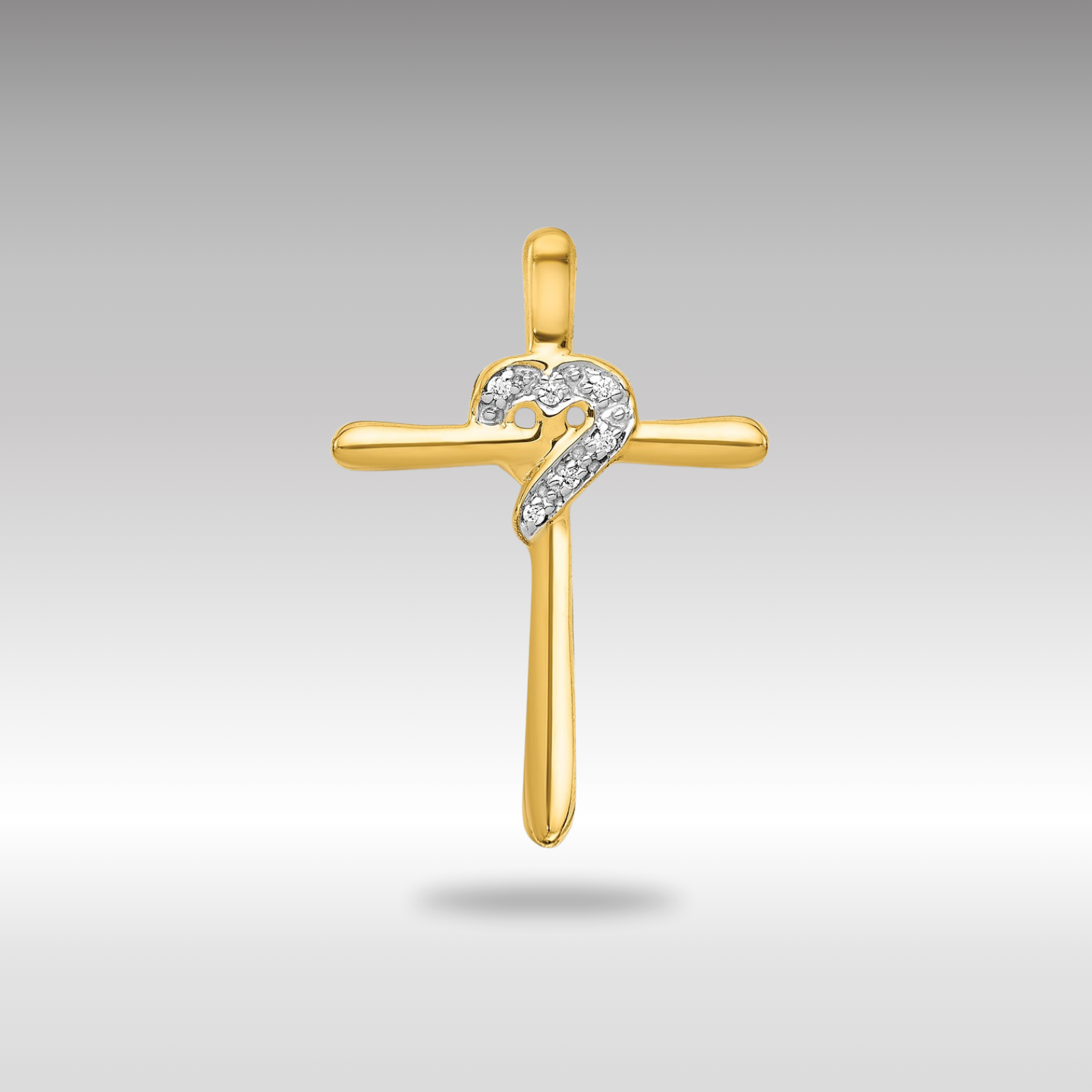 Gold 0.02ct. Diamond Heart Cross Chain Slide Pendant - Model PM4994-002-YA - Charlie & Co. Jewelry