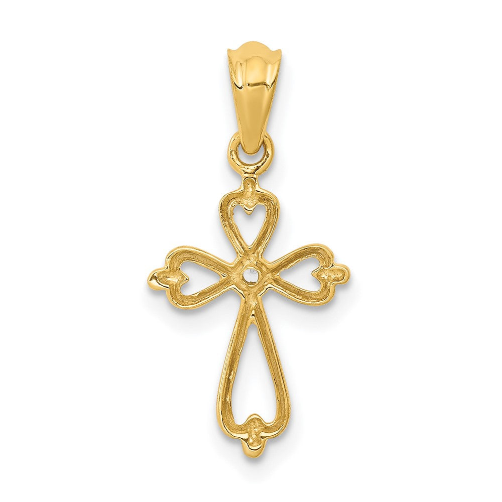 Gold Diamond Accented Cross Pendant Necklace - Model PM4996-001-YA - Charlie & Co. Jewelry