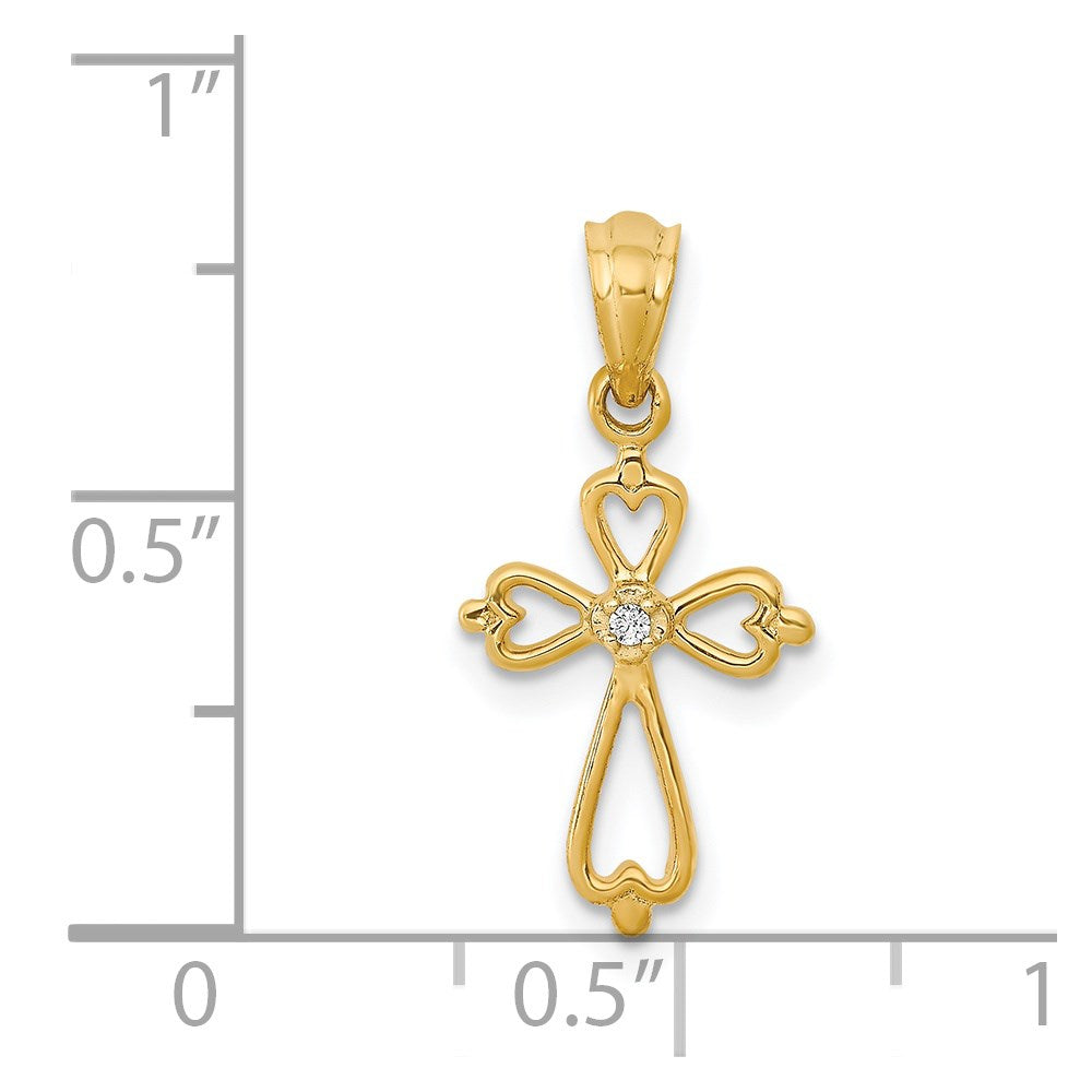 Gold Diamond Accented Cross Pendant Necklace - Model PM4996-001-YA - Charlie & Co. Jewelry