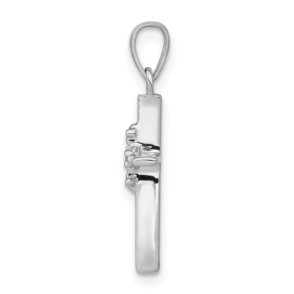 White Gold .01ct. Diamond Polished Budded Cross Pendant - Model PM5022-001-WA - Charlie & Co. Jewelry