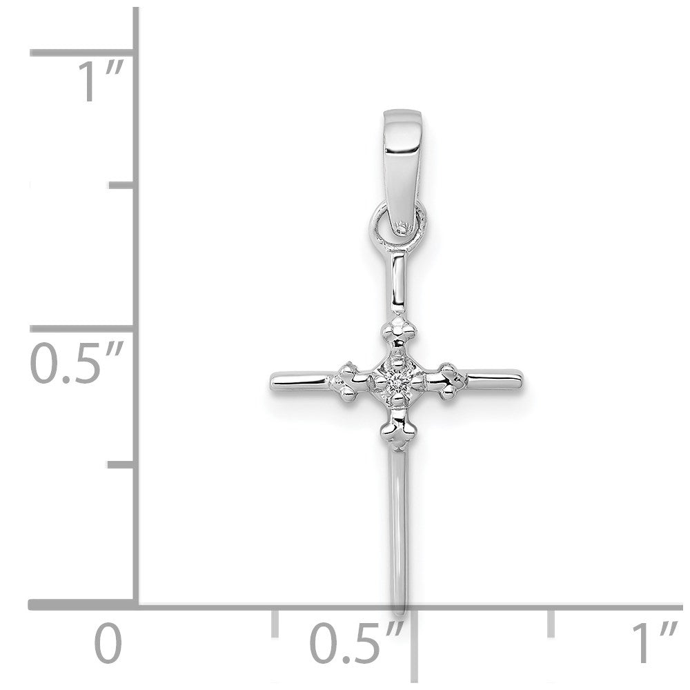 White Gold .01ct. Diamond Polished Budded Cross Pendant - Model PM5022-001-WA - Charlie & Co. Jewelry