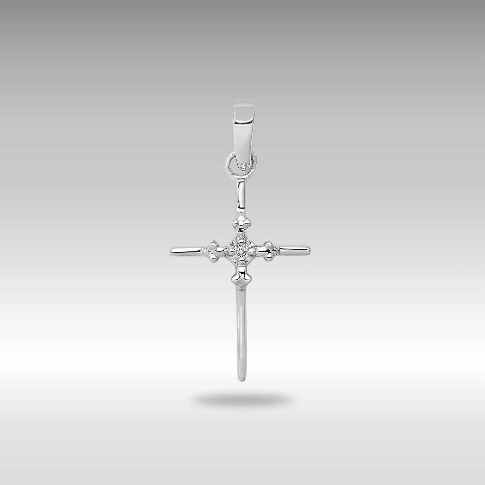 White Gold .01ct. Diamond Polished Budded Cross Pendant - Model PM5022-001-WA - Charlie & Co. Jewelry