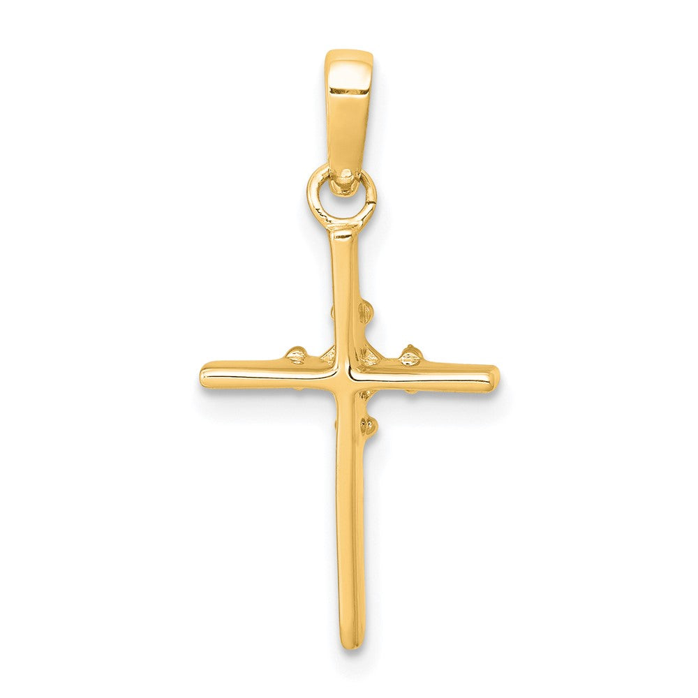 Gold 0.01ct. Diamond Polished Budded Cross Pendant Necklace - Model PM5022-001-YA - Charlie & Co. Jewelry