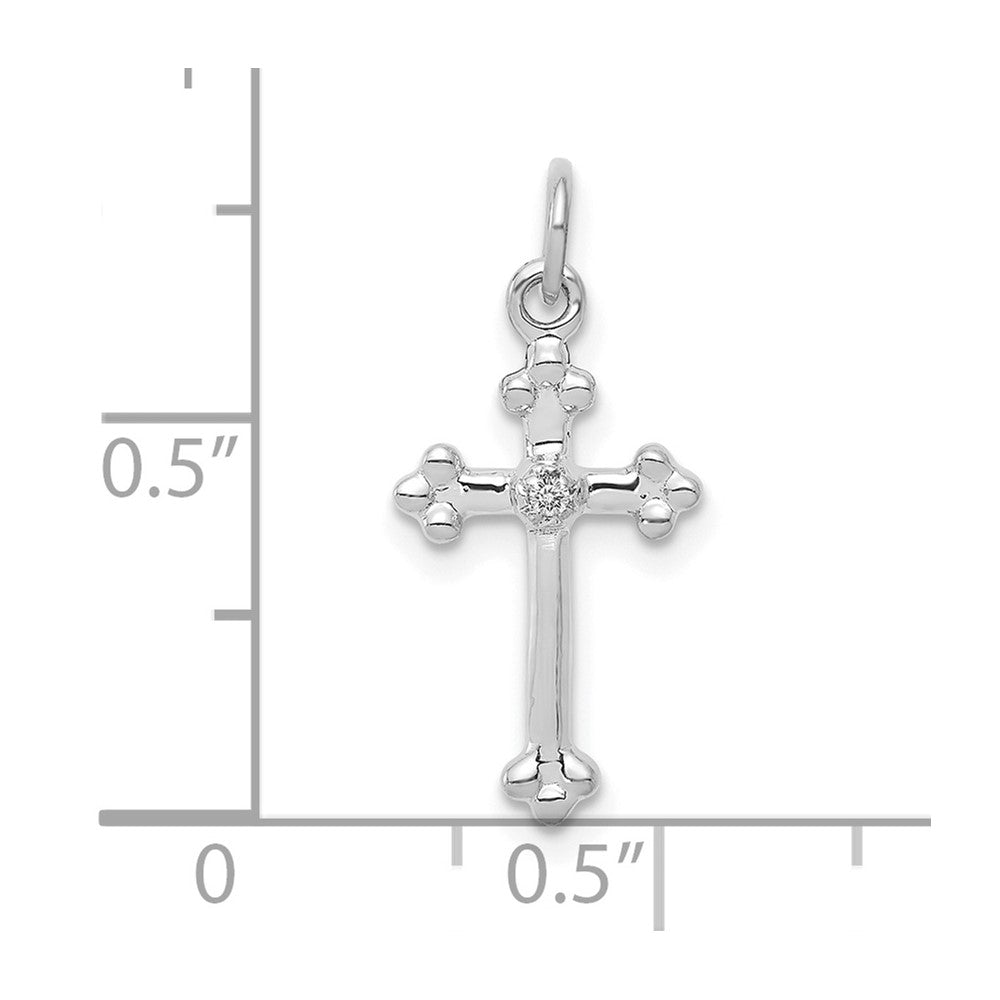 White Gold Small Diamond Budded Cross Pendant - Model PM5030-002-WA - Charlie & Co. Jewelry