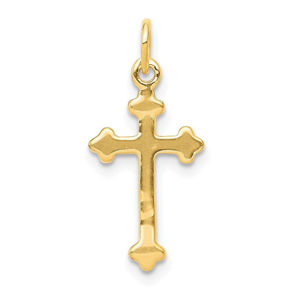 Gold Small Diamond Budded Cross Pendant Necklace - Model PM5030-002-YA - Charlie & Co. Jewelry