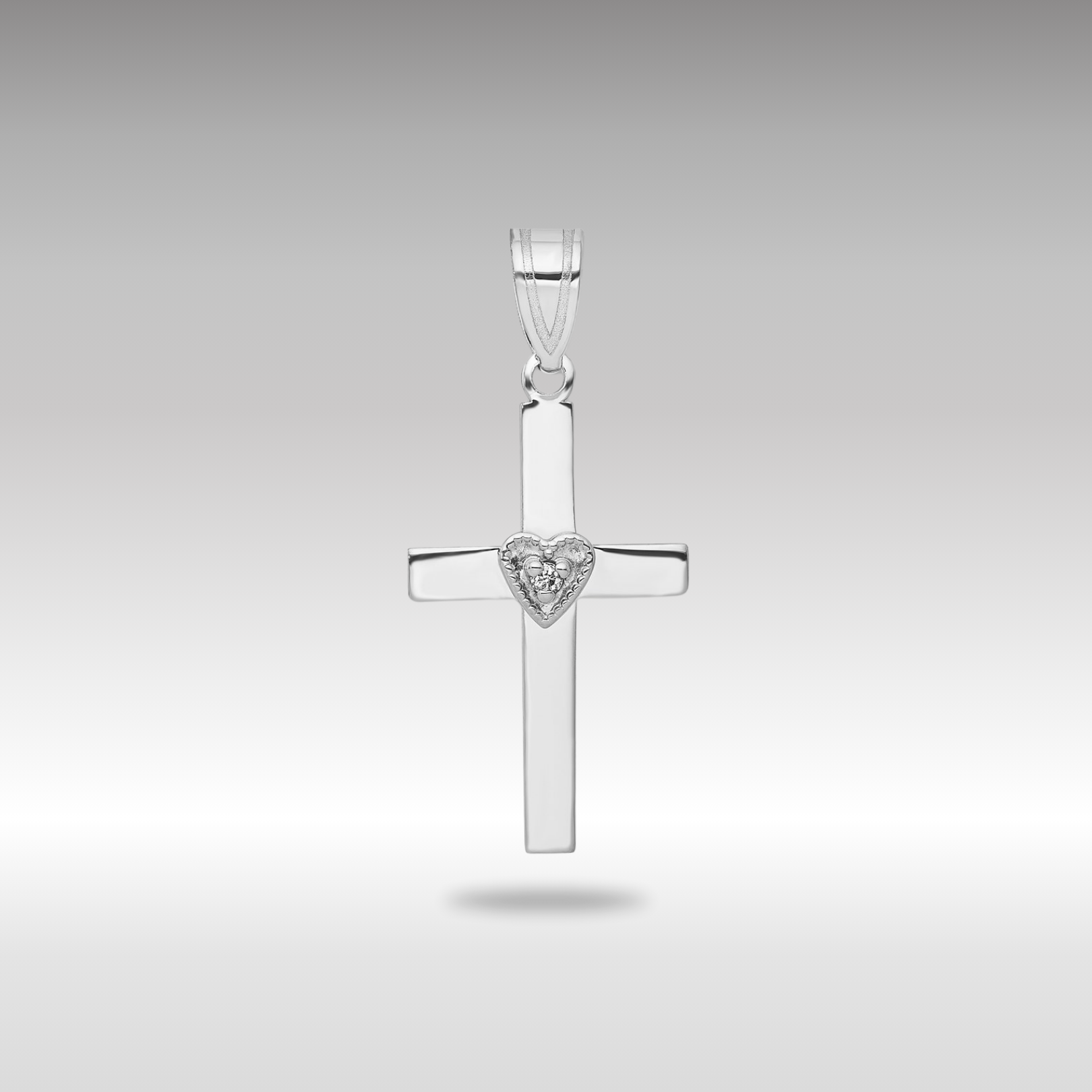 White Gold .01ct Diamond Heart Cross Pendant - Model PM5038-001-WA - Charlie & Co. Jewelry