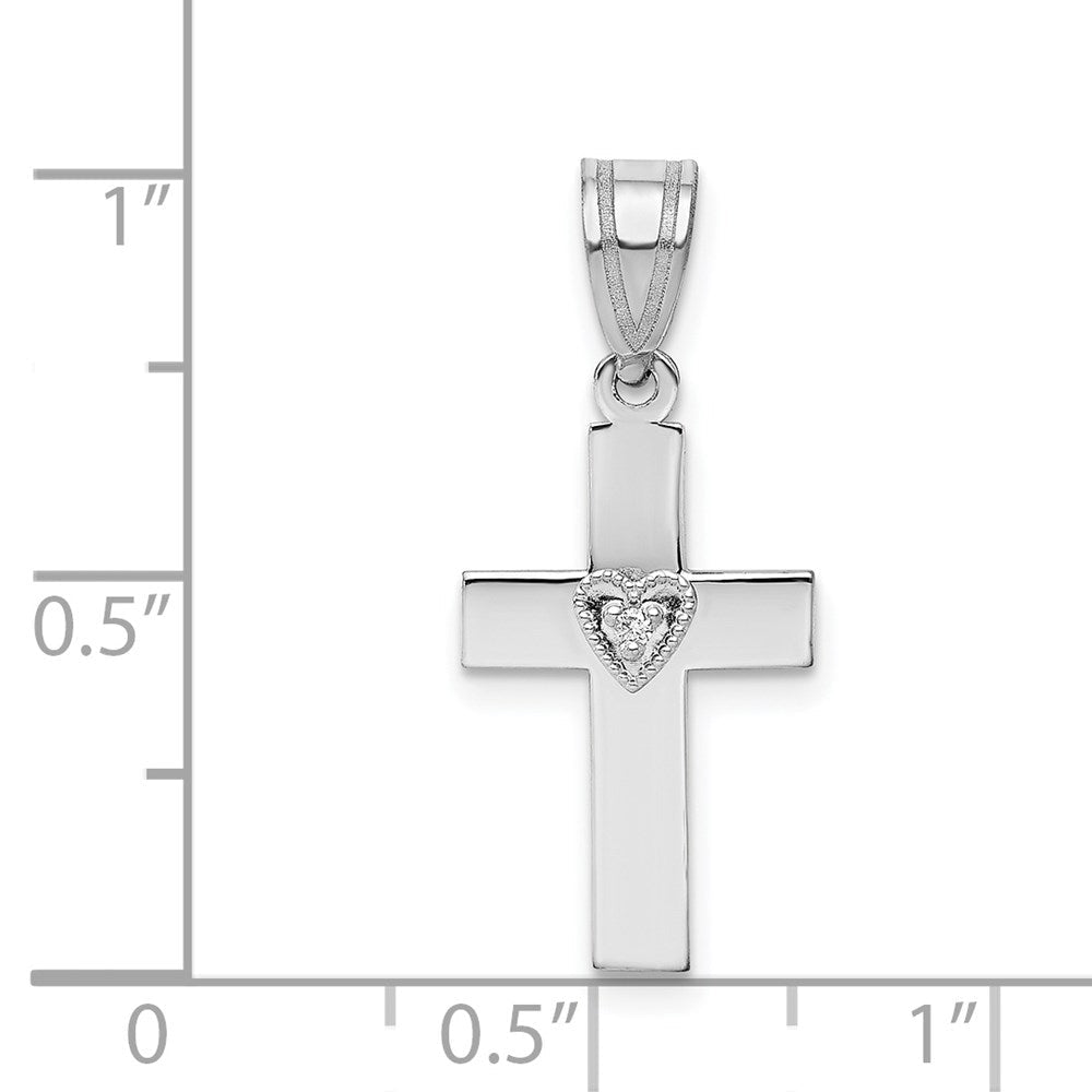 White Gold 0.01ct Diamond Heart Cross Pendant - Model PM5039-001-WA - Charlie & Co. Jewelry