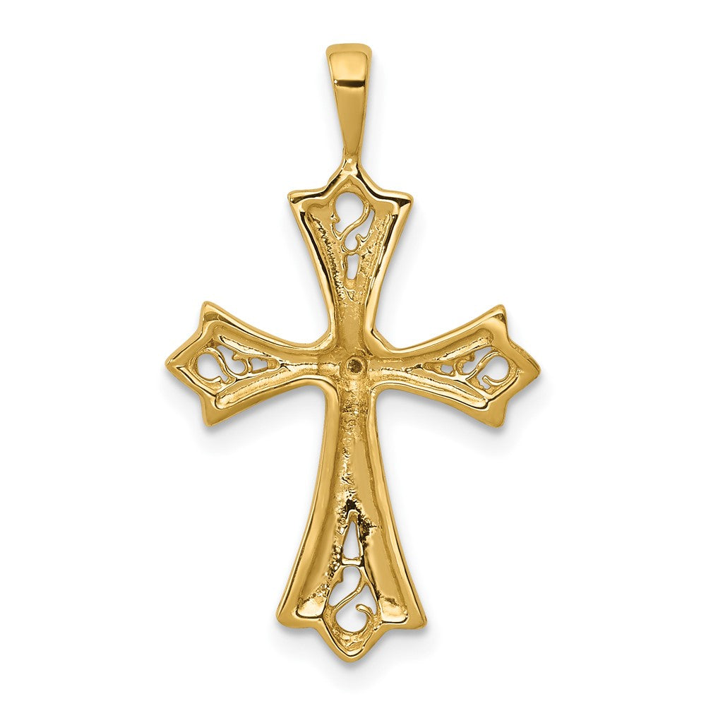 Gold AA Diamond Cross with Heart Center Pendant Necklace - Model PM5094-001-YA - Charlie & Co. Jewelry