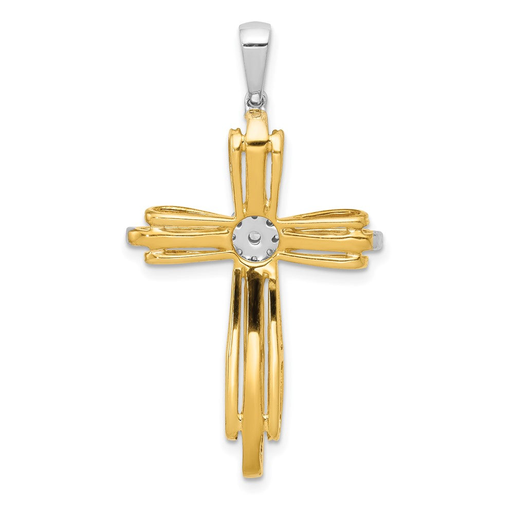 Yellow and White Gold 1/3ct. Diamond Large Passion Cross Pendant - Model PM5096-033-YWA - Charlie & Co. Jewelry