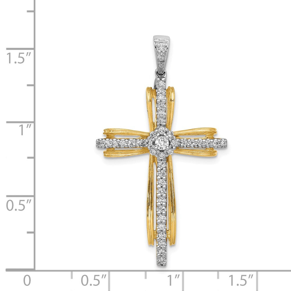 Yellow and White Gold 1/3ct. Diamond Large Passion Cross Pendant - Model PM5096-033-YWA - Charlie & Co. Jewelry