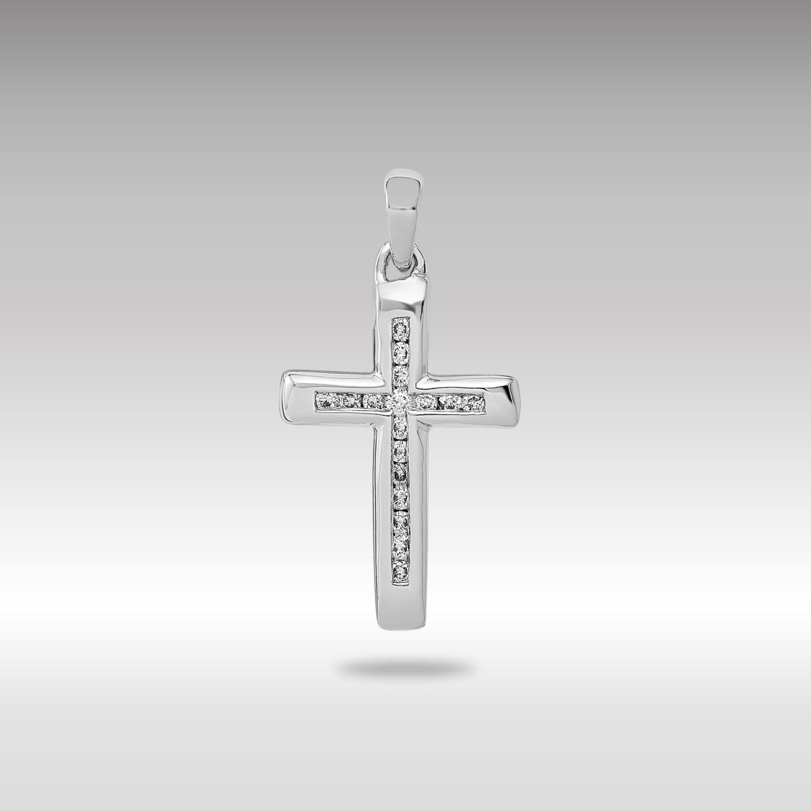 White Gold Small 1/10ct. Diamond Cross Pendant Necklace - Model PM5138-010-WA - Charlie & Co. Jewelry