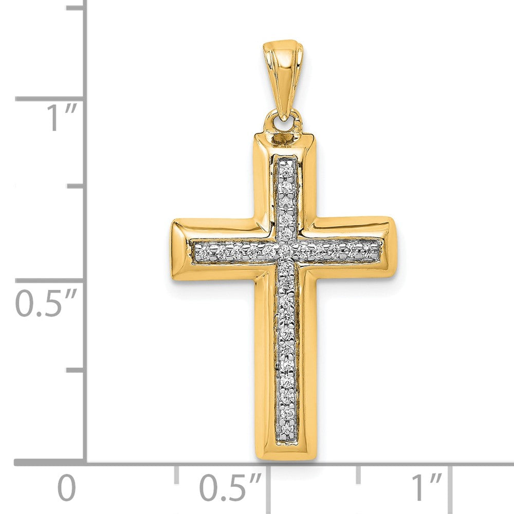 Gold Large 1/10ct. Diamond Cross Pendant Necklace - Model PM5139-010-YA - Charlie & Co. Jewelry