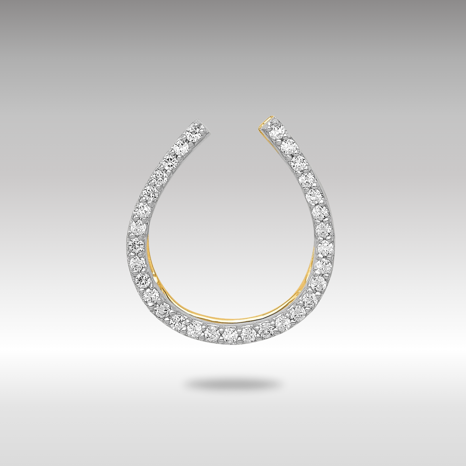 Gold Diamond Horseshoe Necklace Pendant 1/6ct. Chain Slide - Charlie & Co. Jewelry