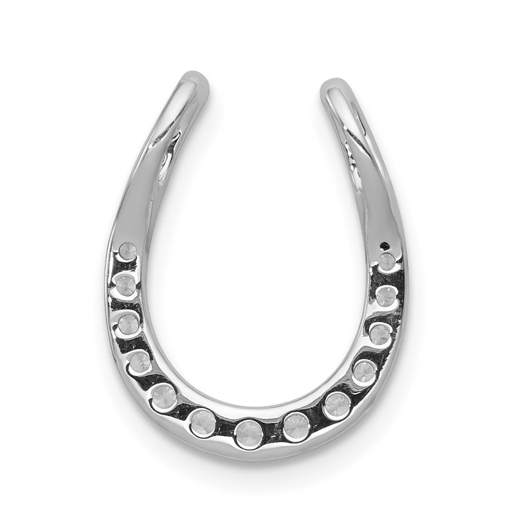 14K White Gold 1/4ct. Diamond Horseshoe Necklace Pendant Chain Slide - Charlie & Co. Jewelry