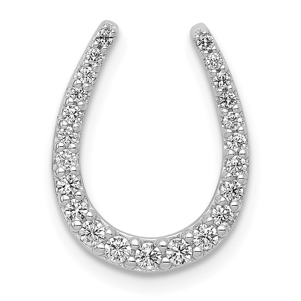 14K White Gold 1/4ct. Diamond Horseshoe Necklace Pendant Chain Slide - Charlie & Co. Jewelry