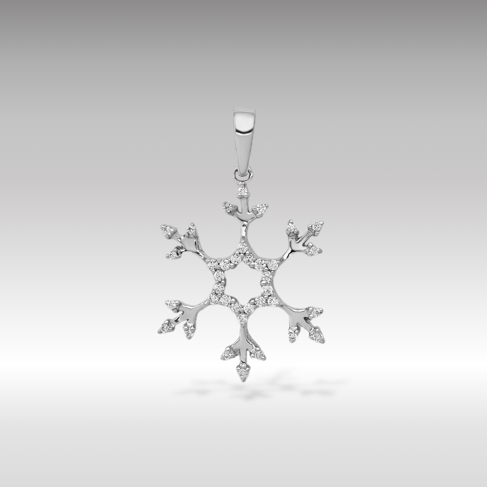 14K White Gold 1/6ct Diamond-Encrusted Snowflake Pendant - Charlie & Co. Jewelry