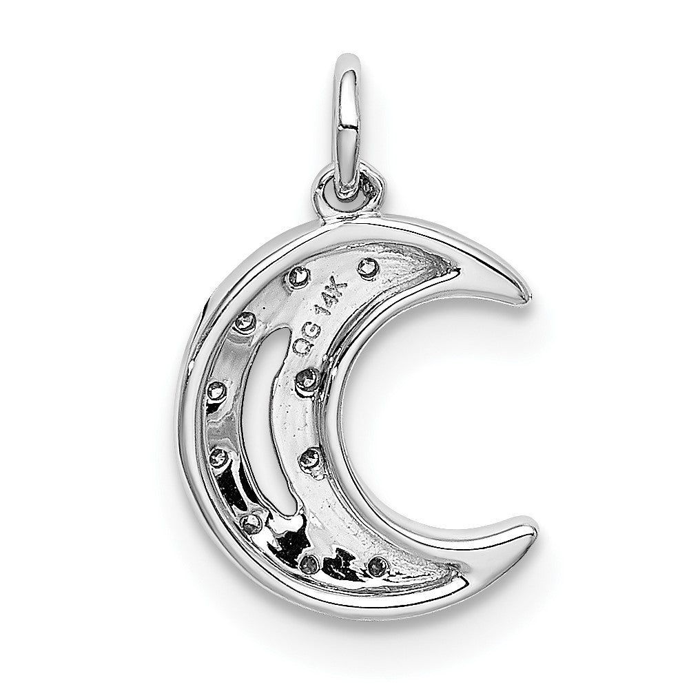 White Gold Diamond Moon Necklace Pendant Model-PM5183-005-WA - Charlie & Co. Jewelry