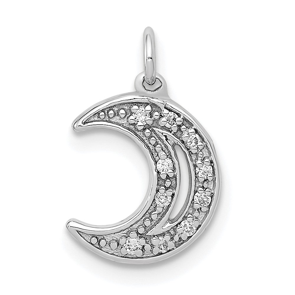 White Gold Diamond Moon Necklace Pendant Model-PM5183-005-WA - Charlie & Co. Jewelry