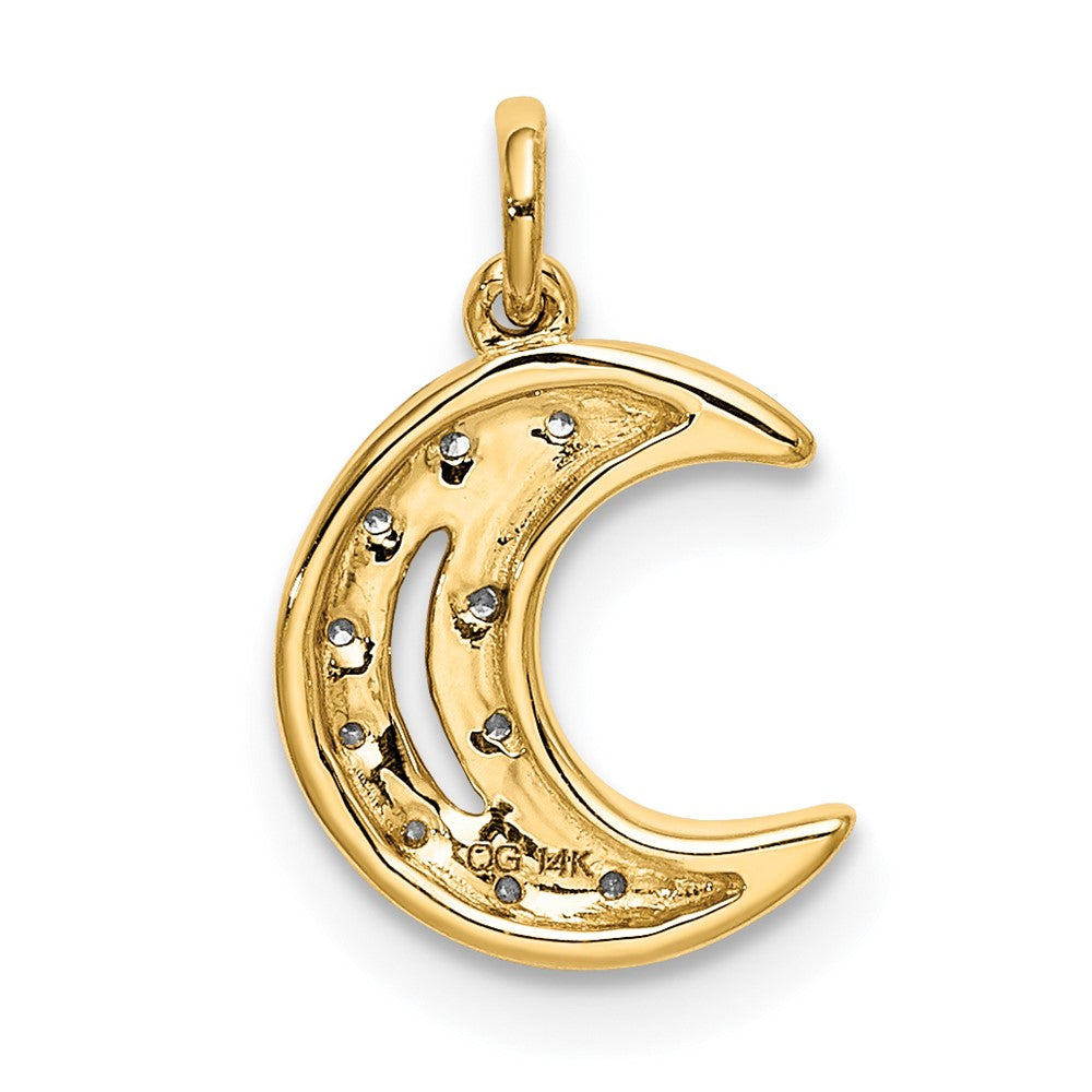 Gold Diamond Moon Necklace Pendant Model-PM5183-005-YA - Charlie & Co. Jewelry