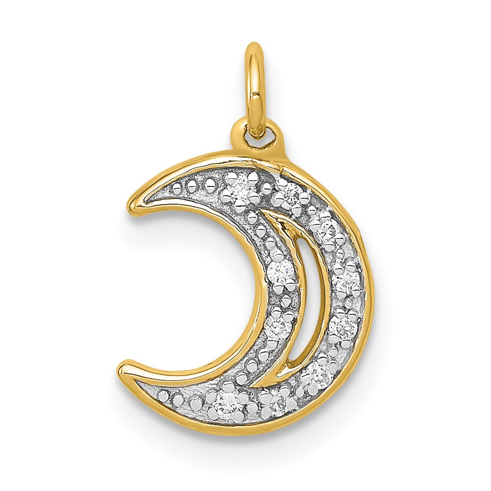 Gold Diamond Moon Necklace Pendant Model-PM5183-005-YA - Charlie & Co. Jewelry