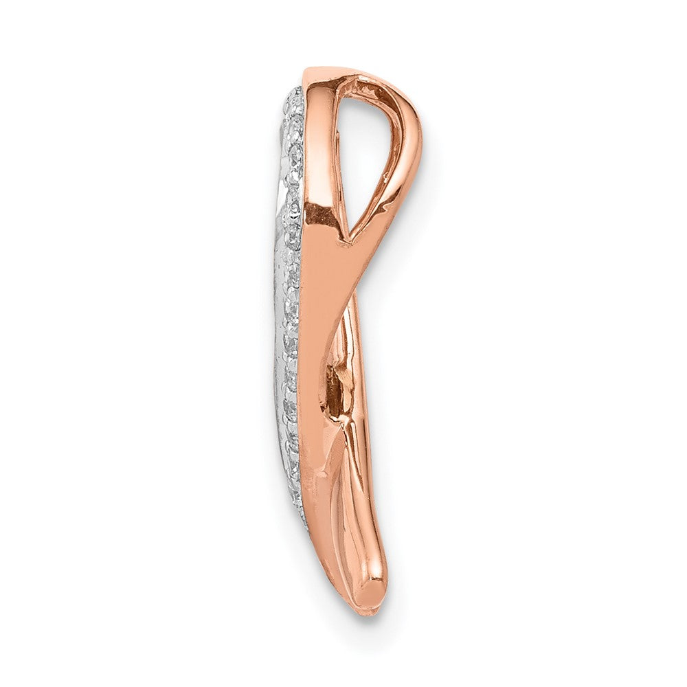 14K Rose Gold Diamond Awareness Ribbon Necklace Pendant - Charlie & Co. Jewelry