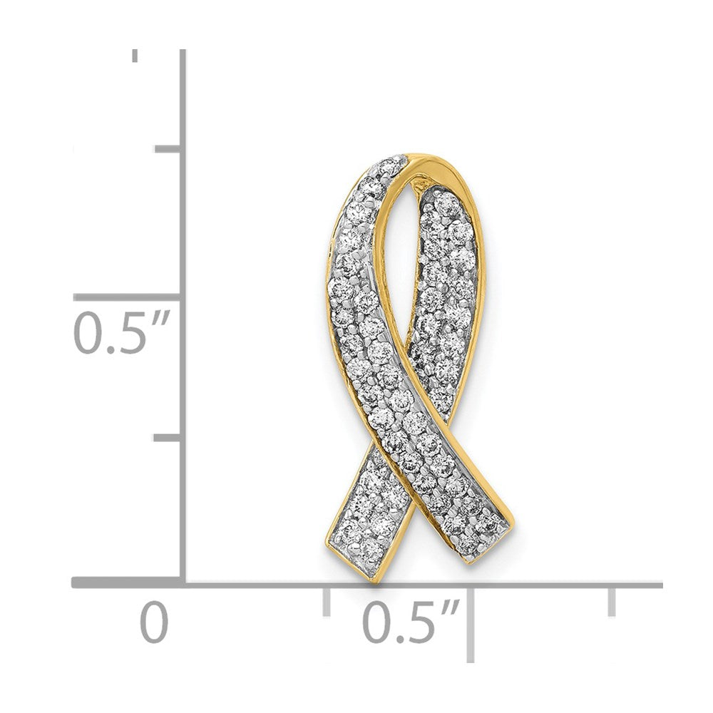 14K Gold and Diamond Encrusted Awareness Ribbon Necklace Pendant - Charlie & Co. Jewelry