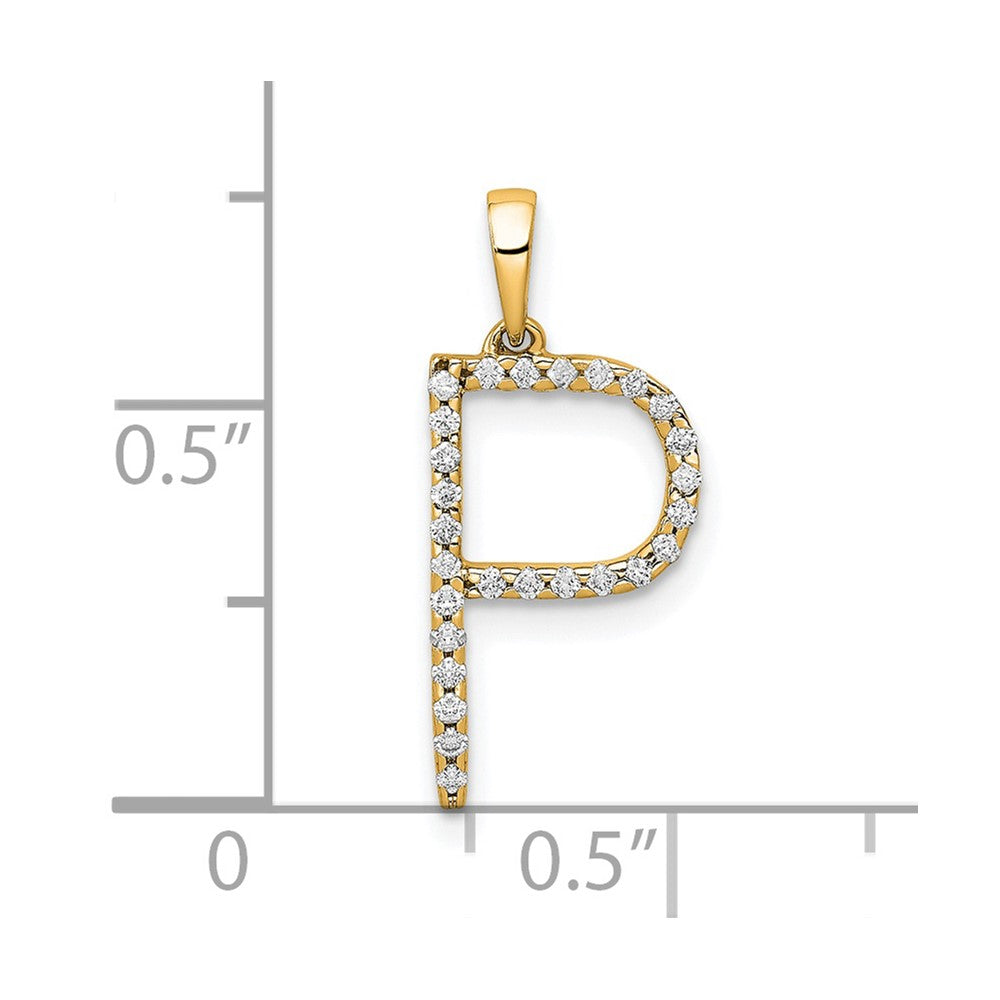 Gold Diamond Letter P Initial Pendant Necklace - Model PM5222P-010-YA - Charlie & Co. Jewelry