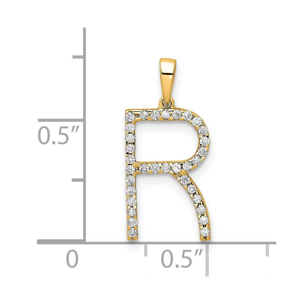 Gold Diamond Letter R Initial Pendant Necklace - Model PM5222R-010-YA - Charlie & Co. Jewelry