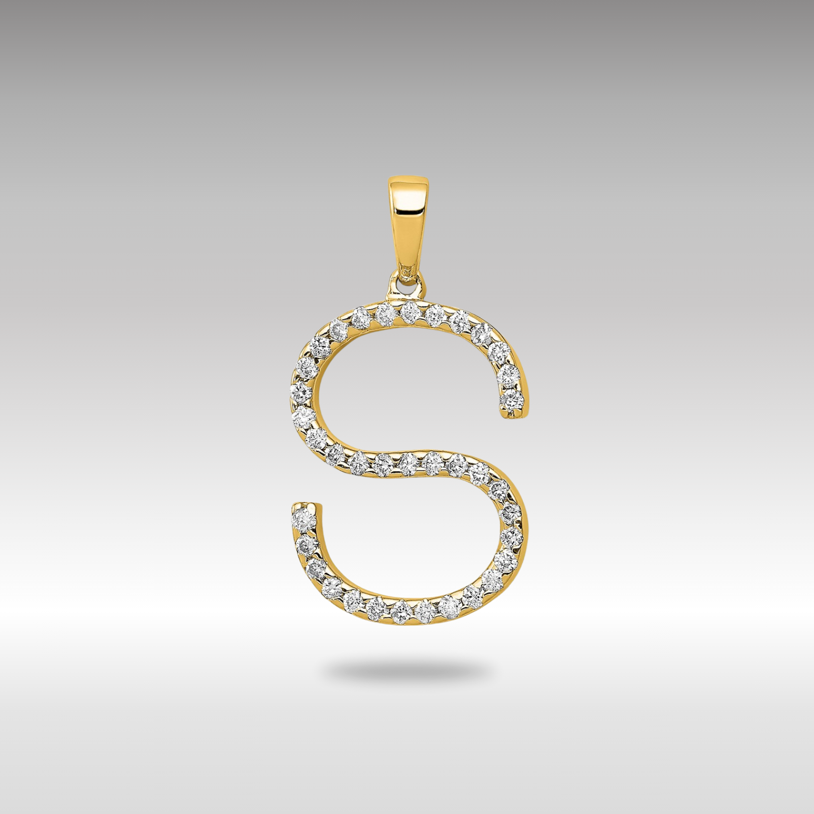 Gold Diamond Letter S Initial Pendant Necklace - Model PM5222S-016-YA - Charlie & Co. Jewelry