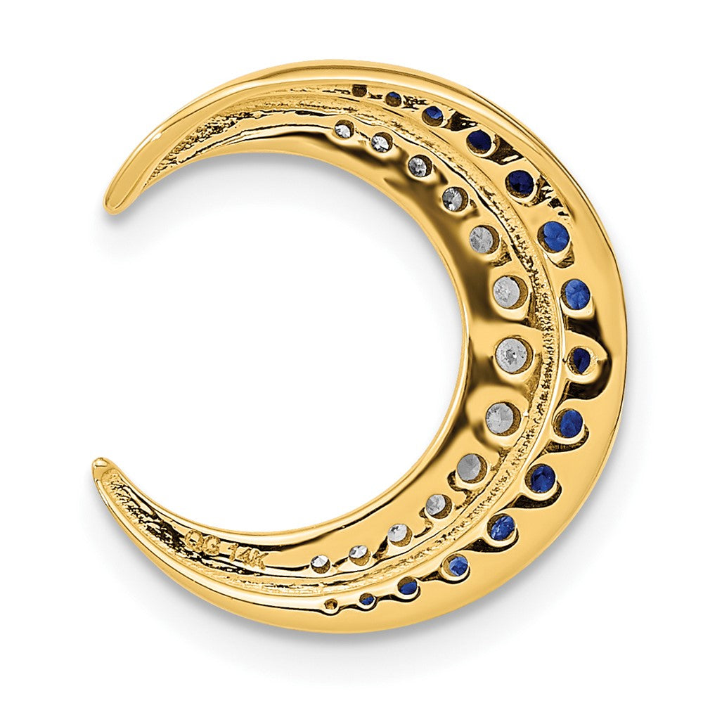 Gold Moon Pendant Slide with Sapphires and Diamonds Model-PM6847 - Charlie & Co. Jewelry