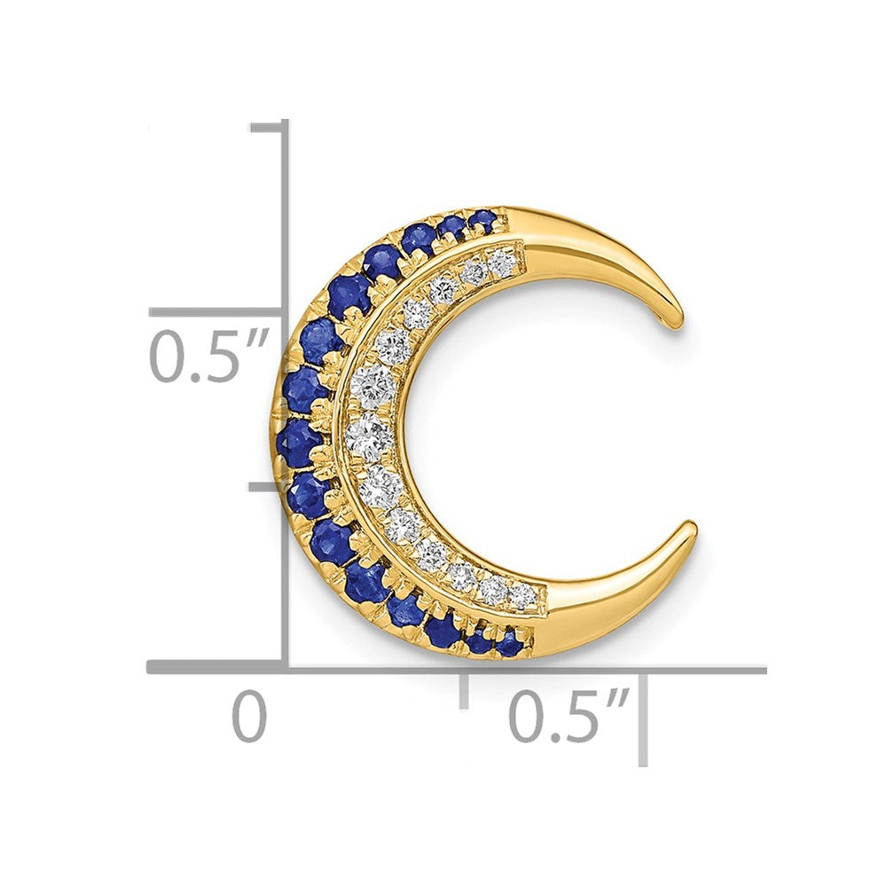 Gold Moon Pendant Slide with Sapphires and Diamonds Model-PM6847 - Charlie & Co. Jewelry