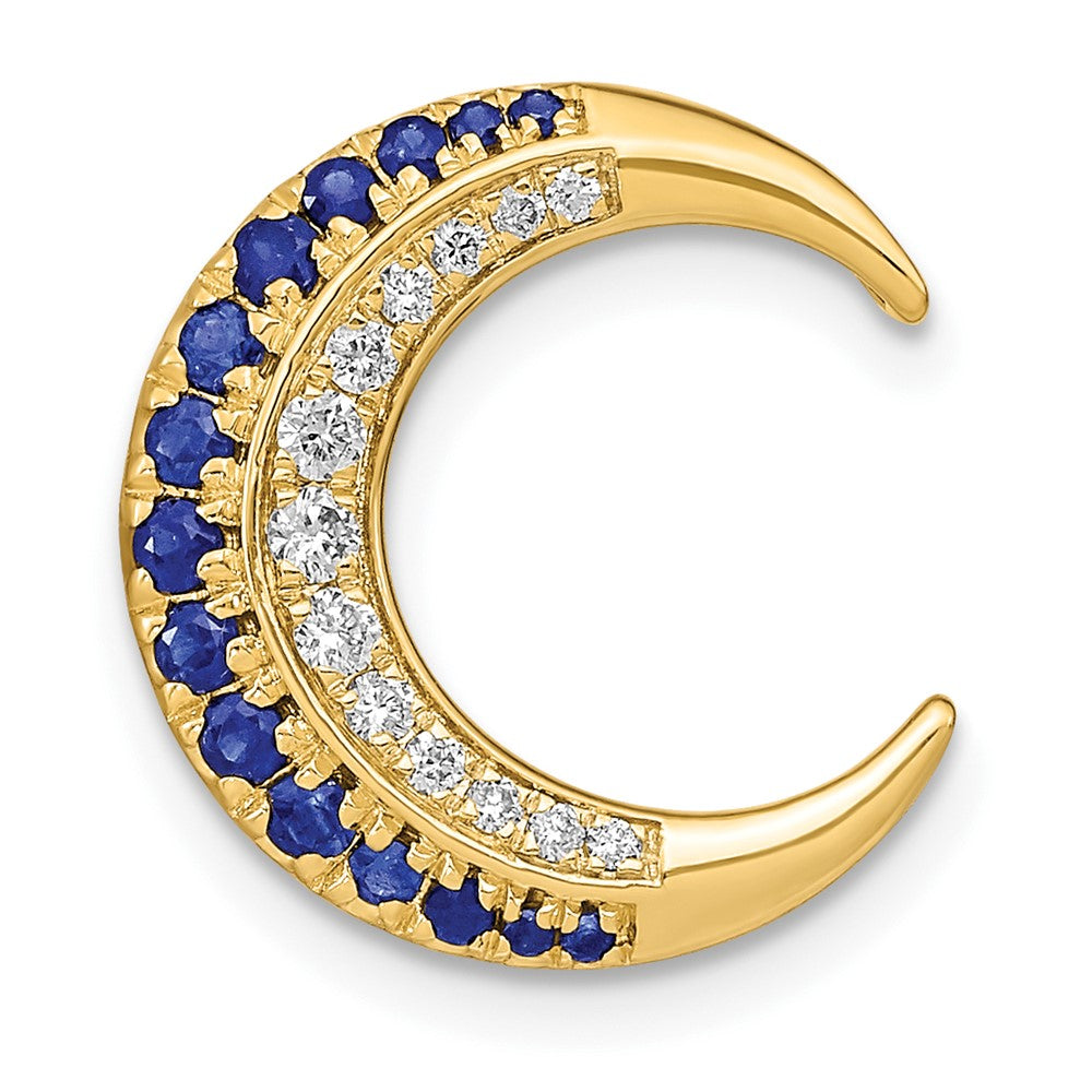 Gold Moon Pendant Slide with Sapphires and Diamonds Model-PM6847 - Charlie & Co. Jewelry