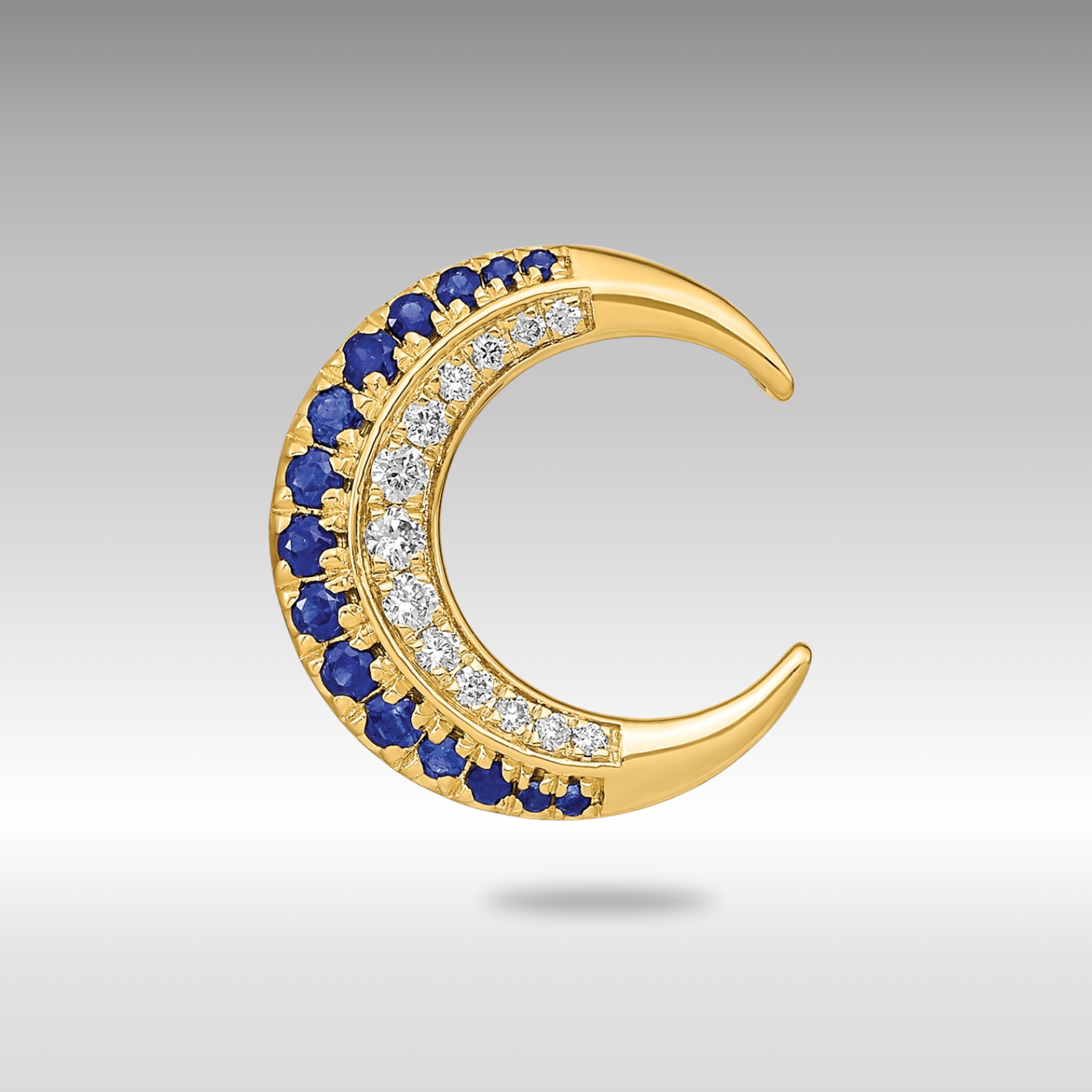 Gold Moon Pendant Slide with Sapphires and Diamonds Model-PM6847 - Charlie & Co. Jewelry