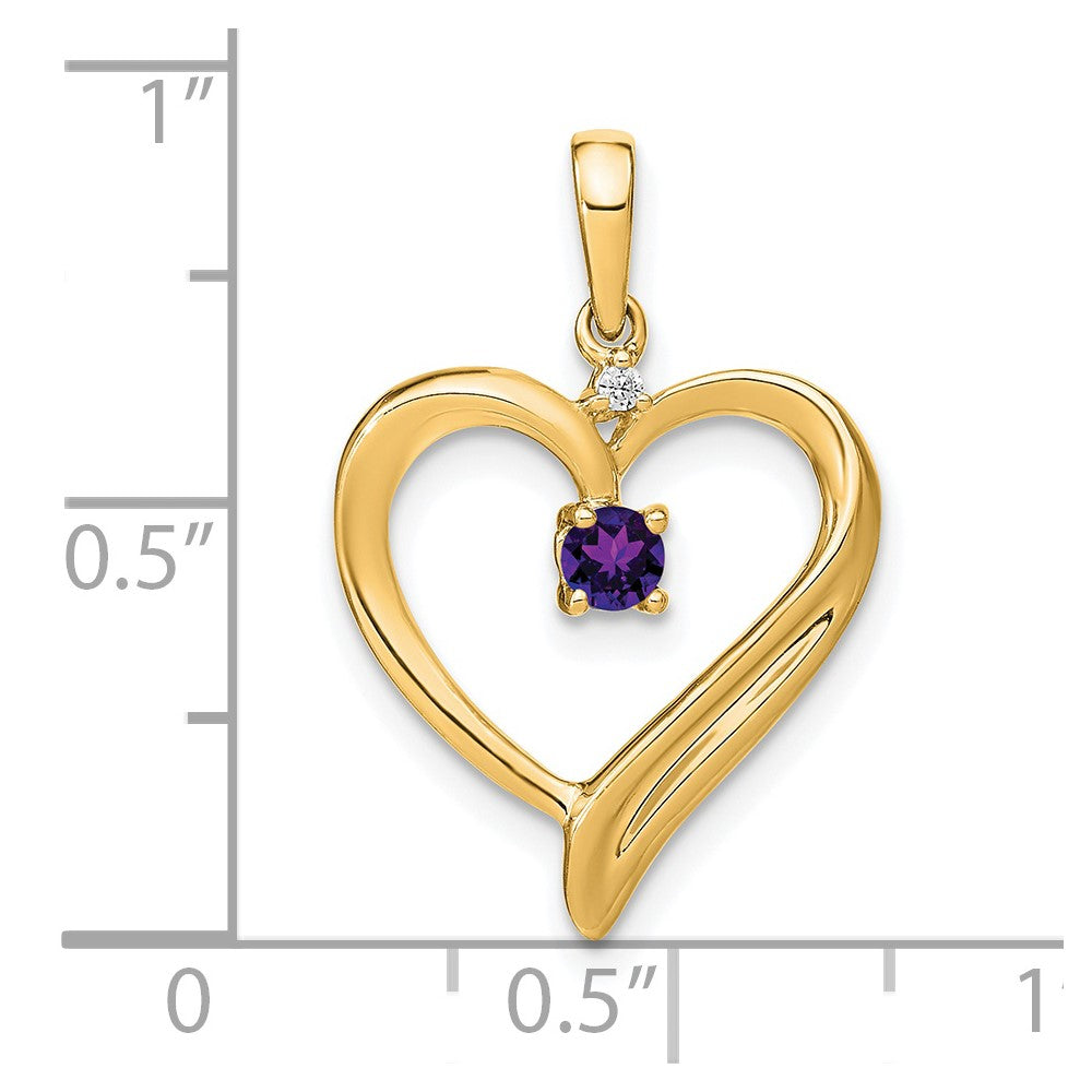 Charlie & Co Jewelry | 14k Amethyst And Diamond Heart Pendant - Model PM7005-AM-001-YA