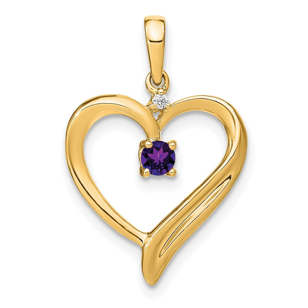 Charlie & Co Jewelry | 14k Amethyst And Diamond Heart Pendant - Model PM7005-AM-001-YA