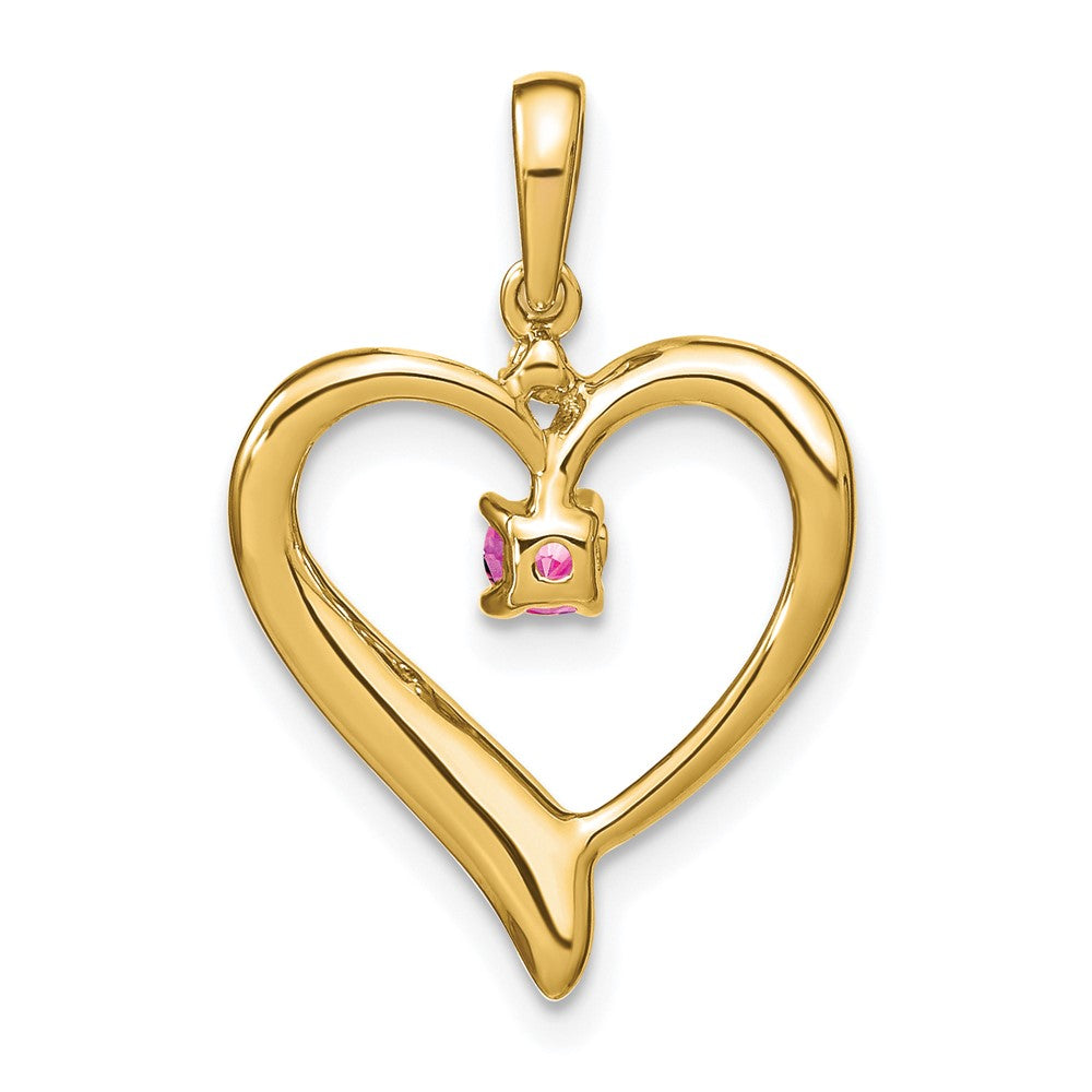 Charlie & Co Jewelry | 14k Created Pink Sapphire And Diamond Heart Pendant - Model PM7005-CPS-001-YA