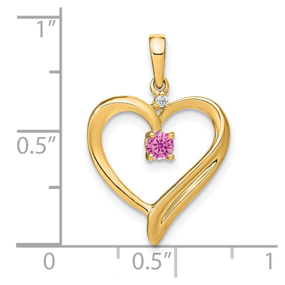 Charlie & Co Jewelry | 14k Created Pink Sapphire And Diamond Heart Pendant - Model PM7005-CPS-001-YA