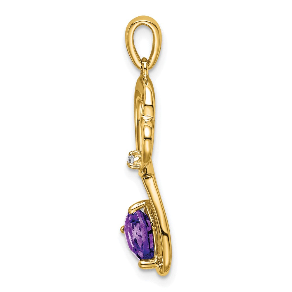 Charlie & Co Jewelry | 14k Amethyst And Diamond Heart Pendant - Model PM7007-AM-001-YA