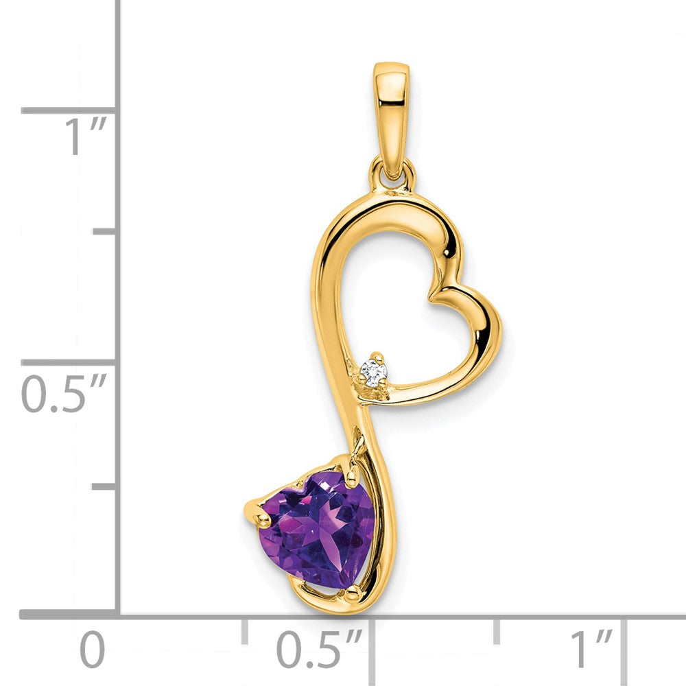 Charlie & Co Jewelry | 14k Amethyst And Diamond Heart Pendant - Model PM7007-AM-001-YA