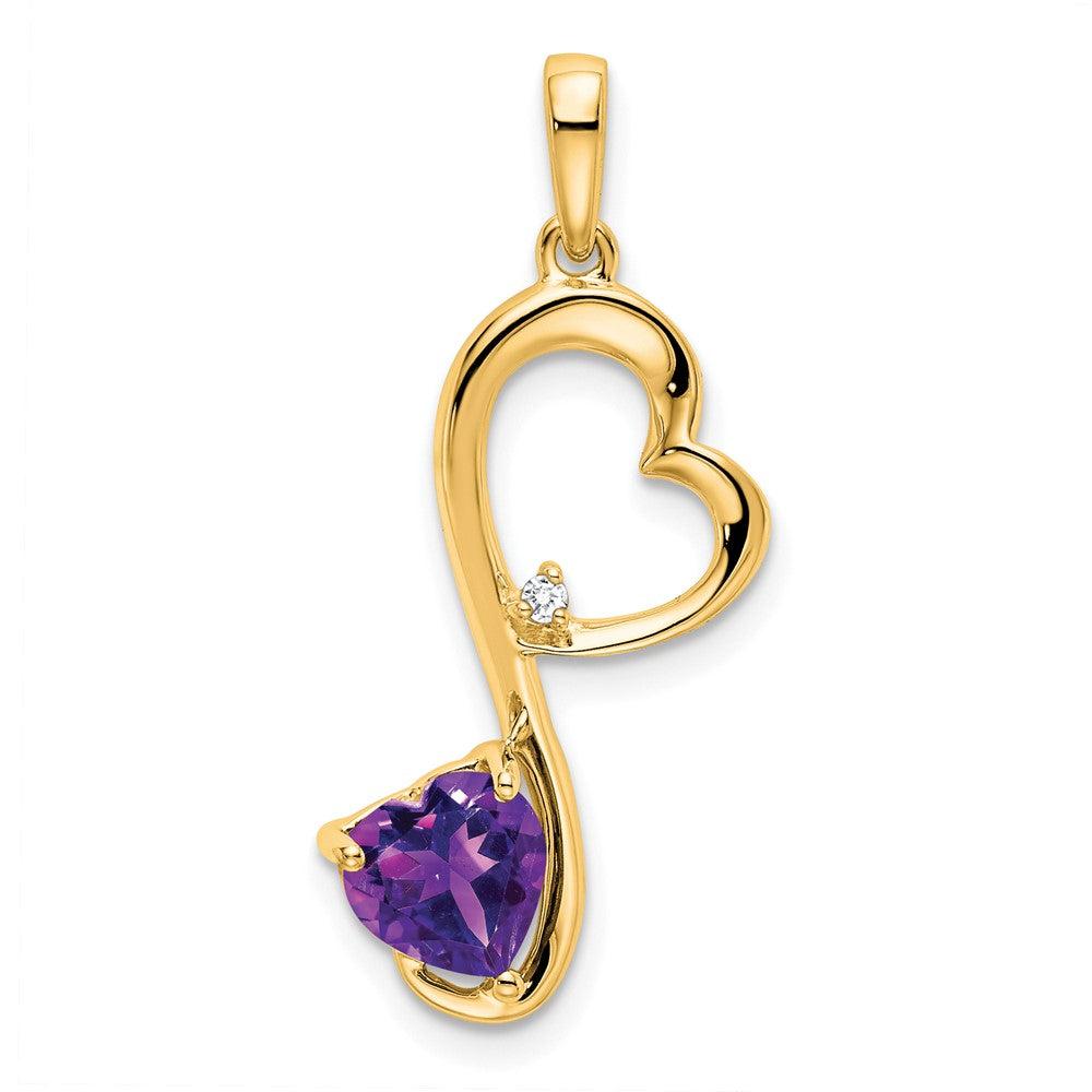 Charlie & Co Jewelry | 14k Amethyst And Diamond Heart Pendant - Model PM7007-AM-001-YA