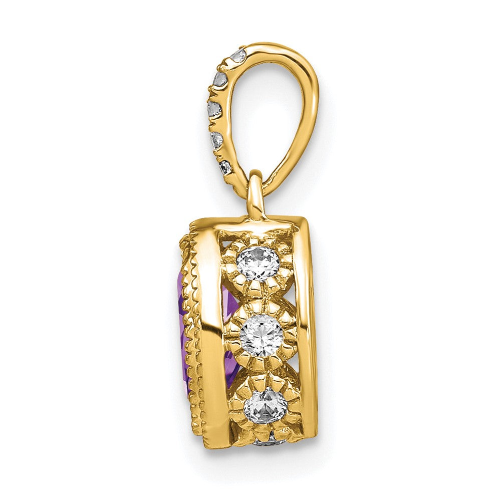 Charlie & Co Jewelry | 14k Oval Amethyst And Diamond Pendant - Model PM7093-AM-020-YA