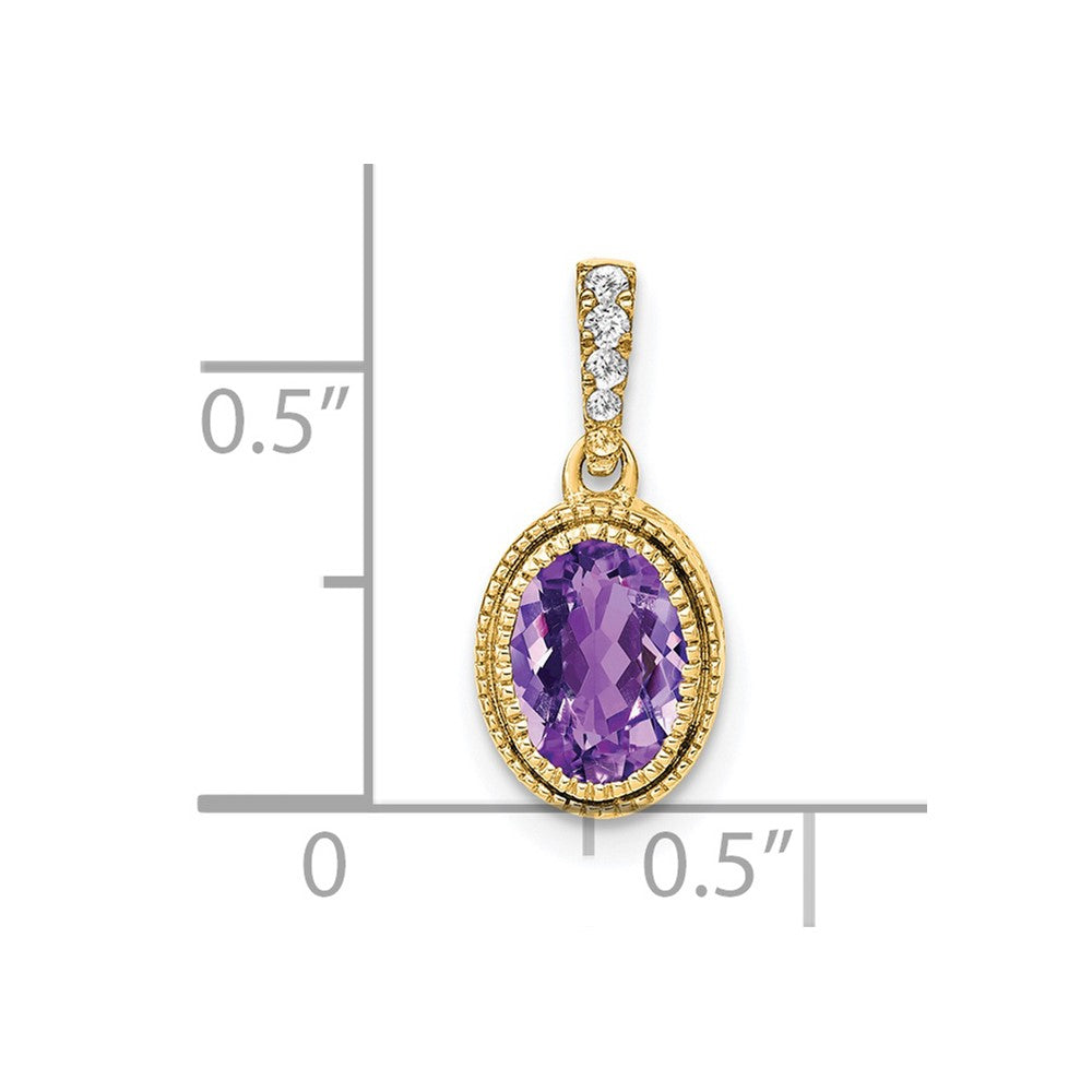 Charlie & Co Jewelry | 14k Oval Amethyst And Diamond Pendant - Model PM7093-AM-020-YA