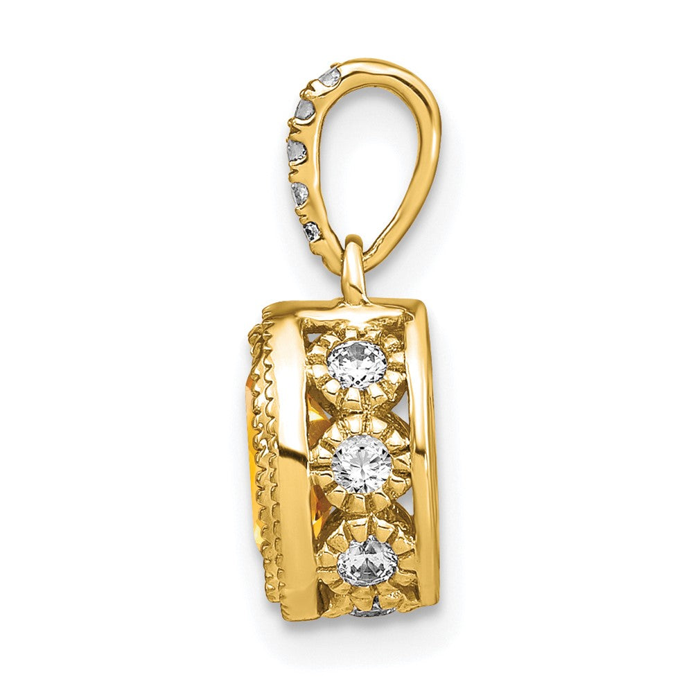Charlie & Co Jewelry | 14k Oval Citrine And Diamond Pendant - Model PM7093-CI-020-YA