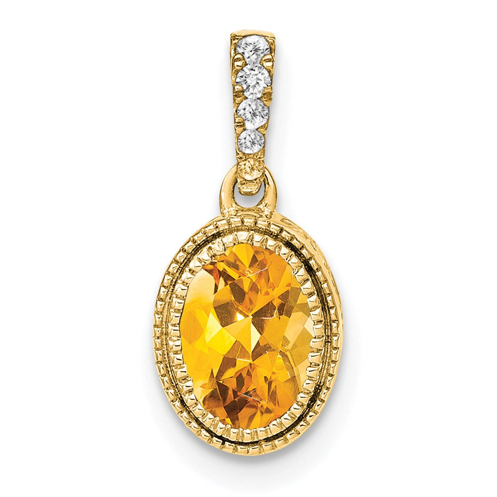 Charlie & Co Jewelry | 14k Oval Citrine And Diamond Pendant - Model PM7093-CI-020-YA
