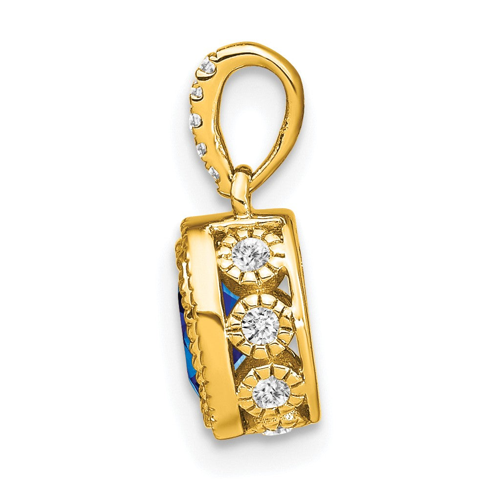 Charlie & Co Jewelry | 14k Oval Sapphire And Diamond Pendant - Model PM7093-SA-011-YA